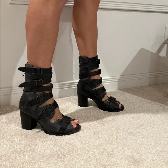 Freebird Bond by Steven Black Buckle Up Boots 10 Leather Whitewash - Picture 2 of 7